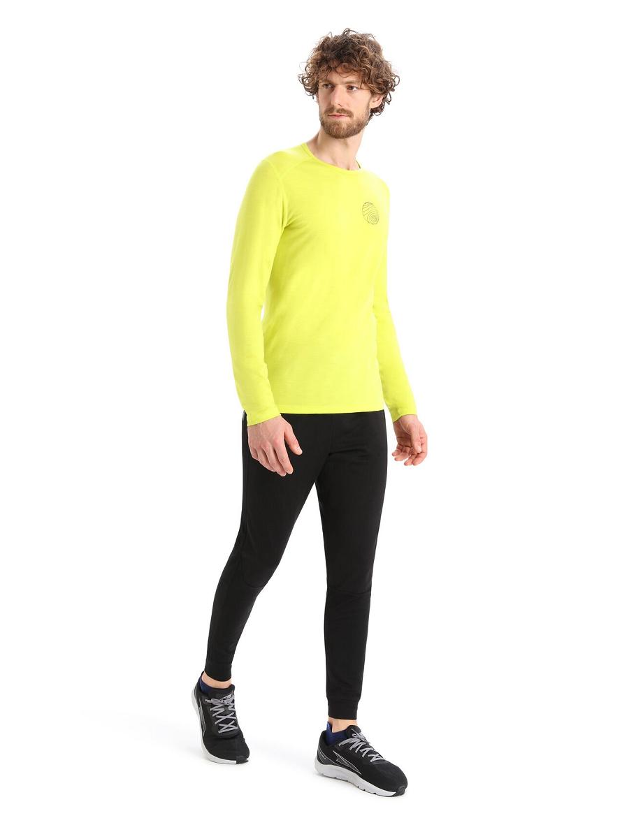 Shine Men's Icebreaker Merino 200 Oasis Long Sleeve Crewe Alps 3D Base Layers | USA 1350KORI